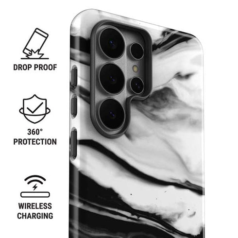 Black and White Marble Ink Galaxy S26 Ultra Impact Case