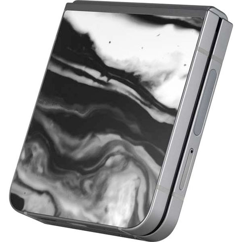 Black and White Marble Ink Galaxy Z Flip6 Skin