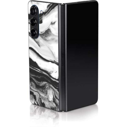 Black and White Marble Ink Galaxy Z Fold5 5G Skin