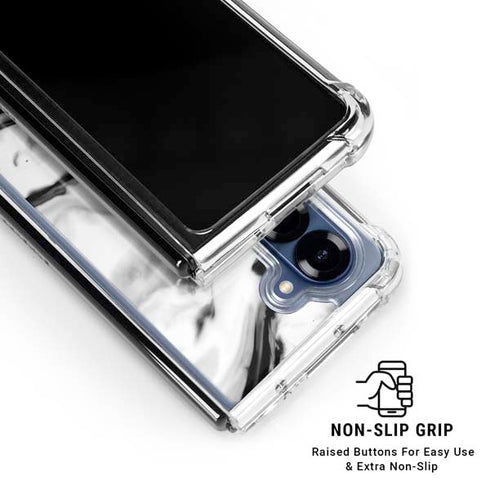 Black and White Marble Ink Galaxy Z Fold6 Clear Case