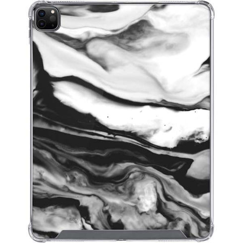 Black and White Marble Ink iPad Cases