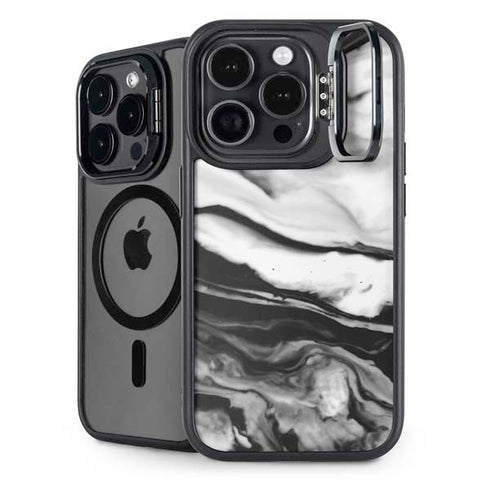 Black and White Marble Ink iPhone 13 Pro Kickstand Case