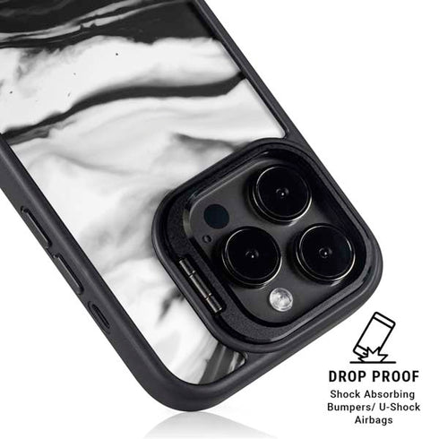 Black and White Marble Ink iPhone 13 Pro Kickstand Case