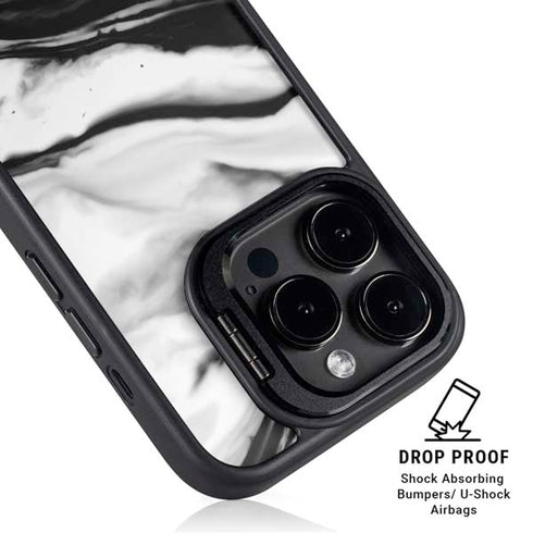 Black and White Marble Ink iPhone 13 Pro Max Kickstand Case