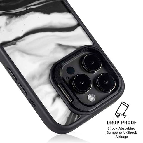 Black and White Marble Ink iPhone 14 Pro Kickstand Case