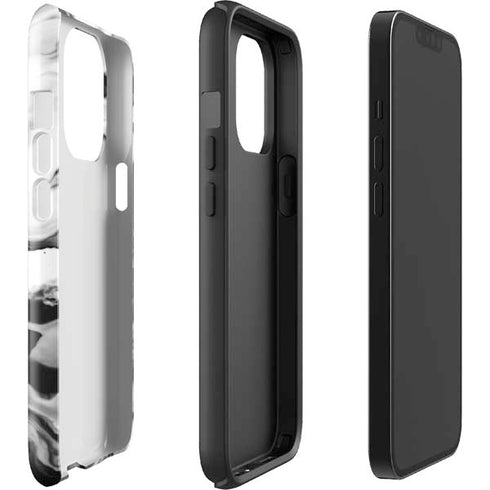 Black and White Marble Ink iPhone 15 Pro Impact Case