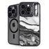 Black and White Marble Ink iPhone 15 Pro Kickstand Case