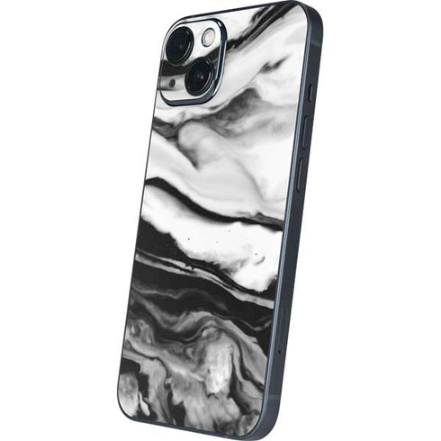 Black and White Marble Ink iPhone 15 Skin