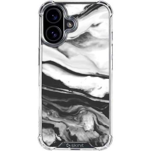 Black and White Marble Ink iPhone 16 Clear Case