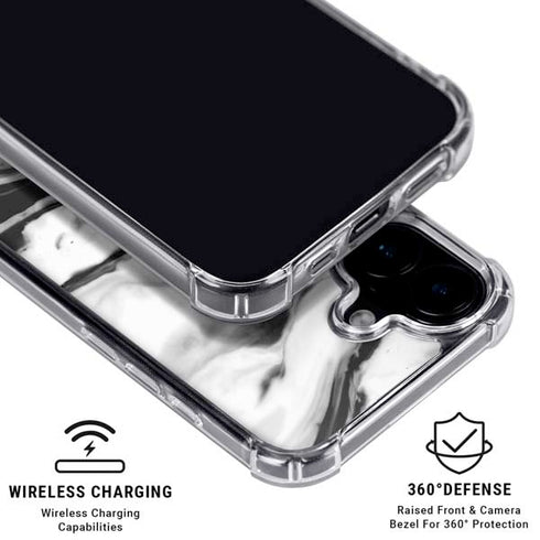 Black and White Marble Ink iPhone 16 Clear Case