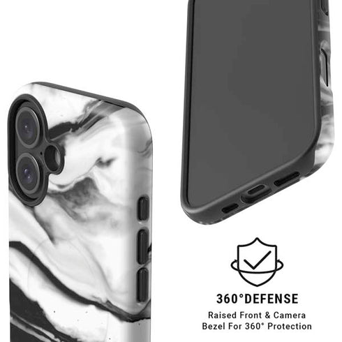 Black and White Marble Ink iPhone 16 Magsafe Impact Case