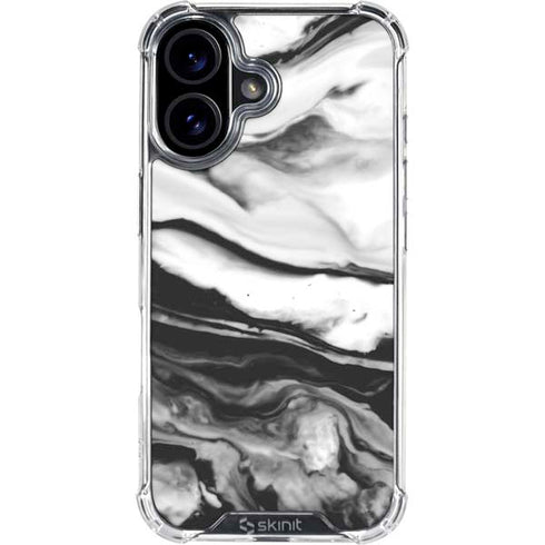Black and White Marble Ink iPhone 16 Plus Clear Case
