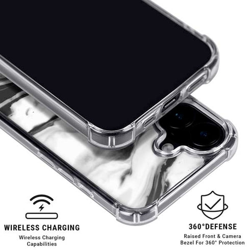 Black and White Marble Ink iPhone 16 Plus Clear Case