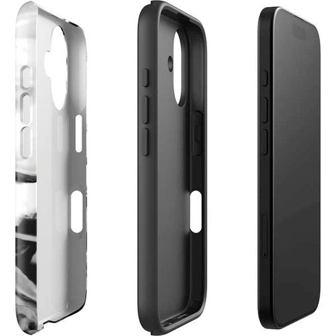 Black and White Marble Ink iPhone 16 Plus Impact Case