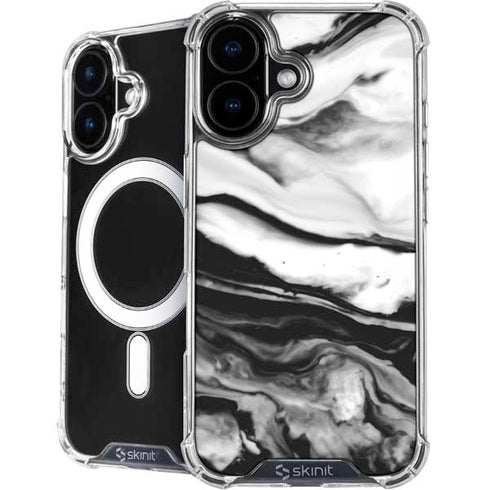 Black and White Marble Ink iPhone 16 Plus MagSafe Case