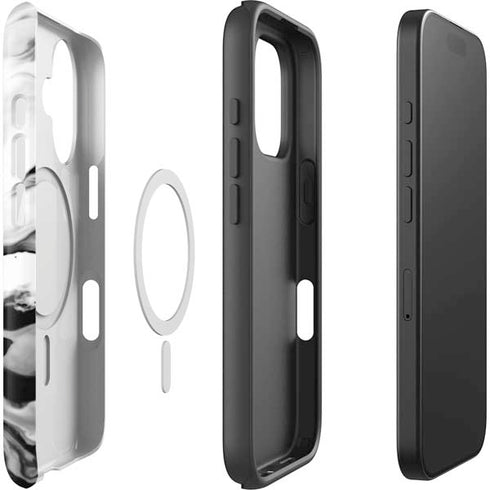 Black and White Marble Ink iPhone 16 Plus Magsafe Impact Case