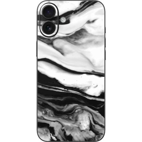 Black and White Marble Ink iPhone 16 Plus Skin