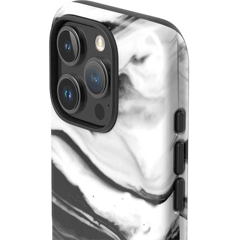 Black and White Marble Ink iPhone 16 Pro Impact Case