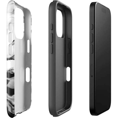 Black and White Marble Ink iPhone 16 Pro Impact Case