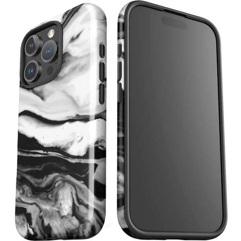 Black and White Marble Ink iPhone 16 Pro Impact Case