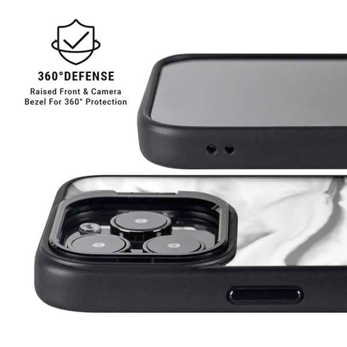 Black and White Marble Ink iPhone 16 Pro Kickstand Case