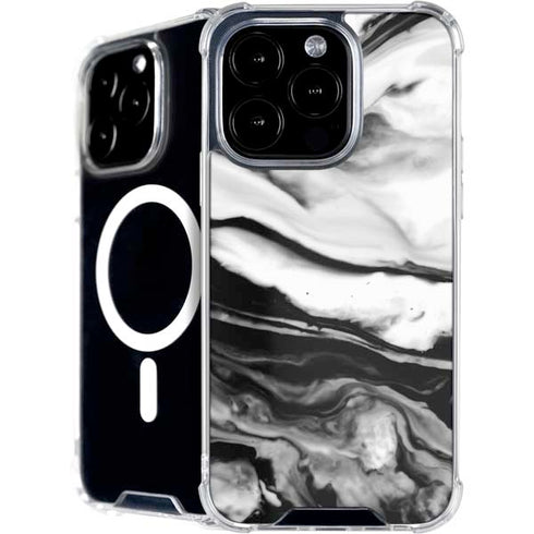 Black and White Marble Ink iPhone 16 Pro MagSafe Case