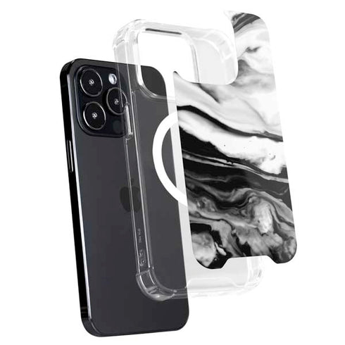 Black and White Marble Ink iPhone 16 Pro MagSafe Case