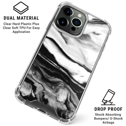 Black and White Marble Ink iPhone 16 Pro Max Clear Case