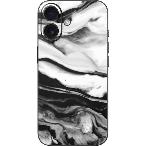 Black and White Marble Ink iPhone 16 Skin