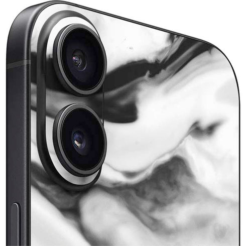 Black and White Marble Ink iPhone 16 Skin