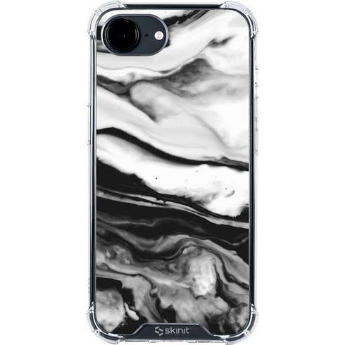 Black and White Marble Ink iPhone 16e Clear Case