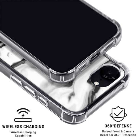 Black and White Marble Ink iPhone 16e Clear Case