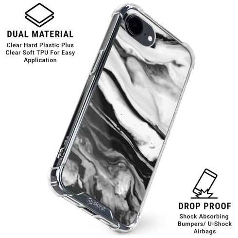 Black and White Marble Ink iPhone 16e Clear Case