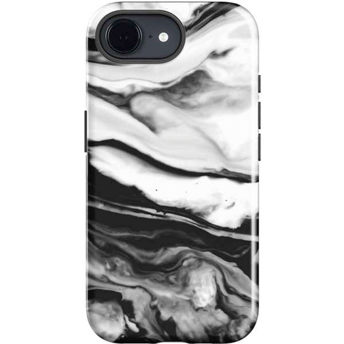Black and White Marble Ink iPhone 16e Impact Case