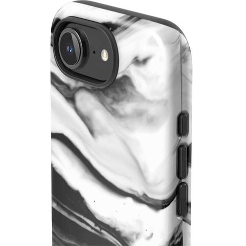 Black and White Marble Ink iPhone 16e Impact Case