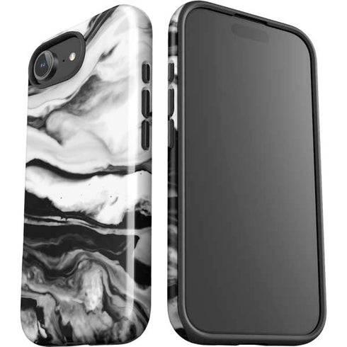 Black and White Marble Ink iPhone 16e Impact Case