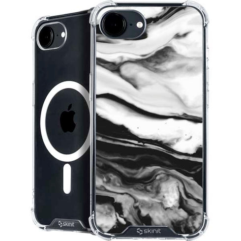 Black and White Marble Ink iPhone 16e MagSafe Case