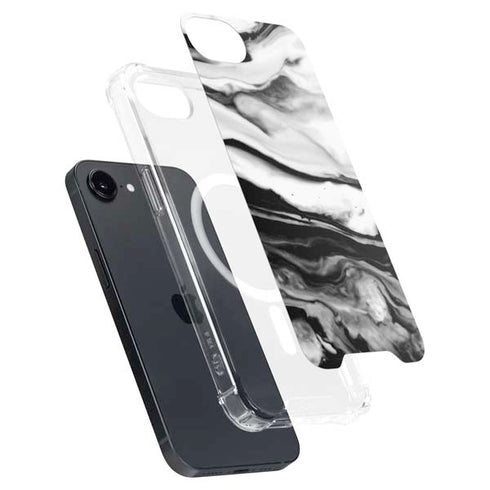 Black and White Marble Ink iPhone 16e MagSafe Case