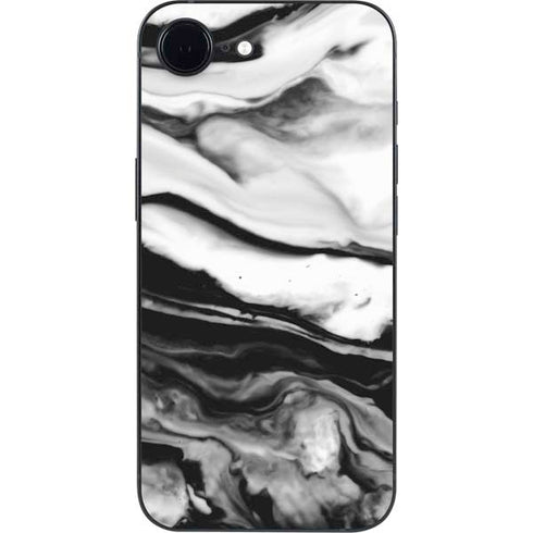 Black and White Marble Ink iPhone 16e Skin