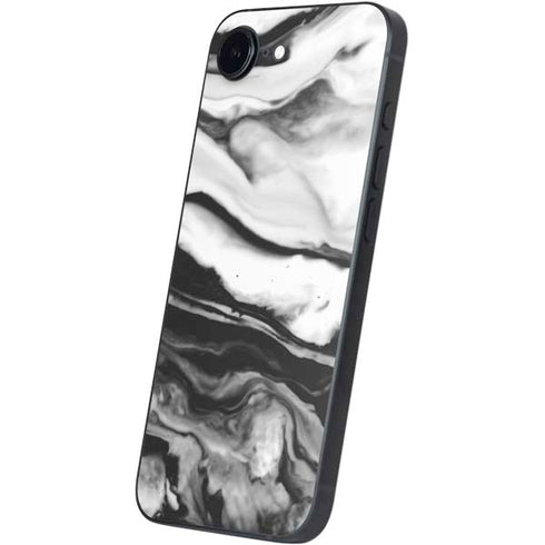 Black and White Marble Ink iPhone 16e Skin