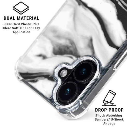 Black and White Marble Ink iPhone 17 Clear Case