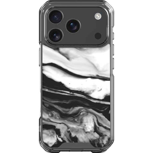Black and White Marble Ink iPhone 18 Pro Clear Case