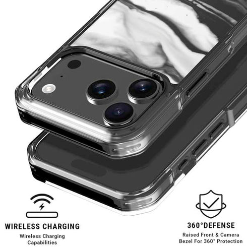 Black and White Marble Ink iPhone 18 Pro Clear Case