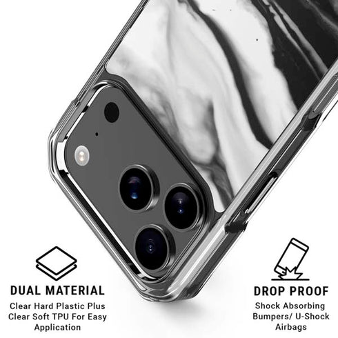Black and White Marble Ink iPhone 18 Pro Clear Case