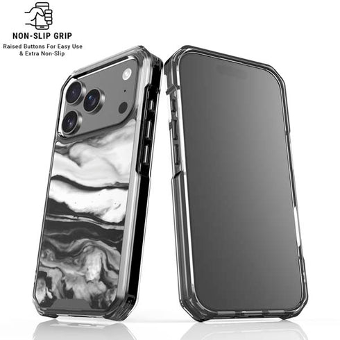 Black and White Marble Ink iPhone 18 Pro Clear Case