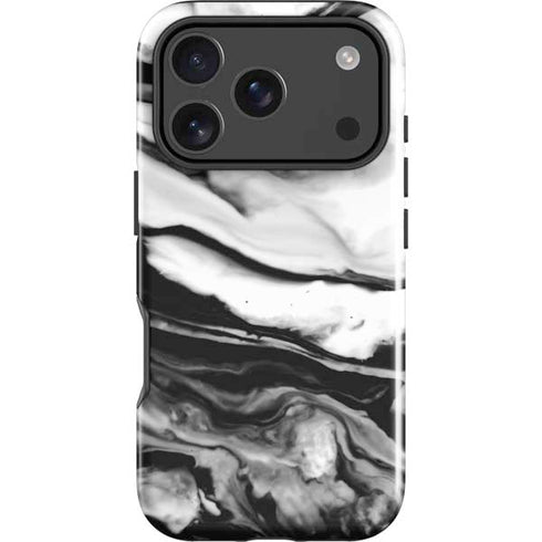 Black and White Marble Ink iPhone 18 Pro Impact Case