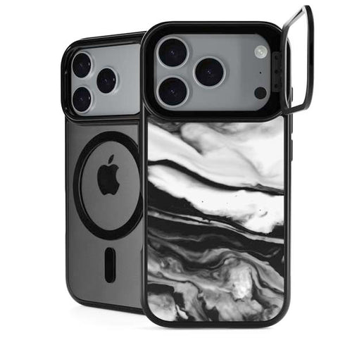 Black and White Marble Ink iPhone 18 Pro Max Kickstand Case