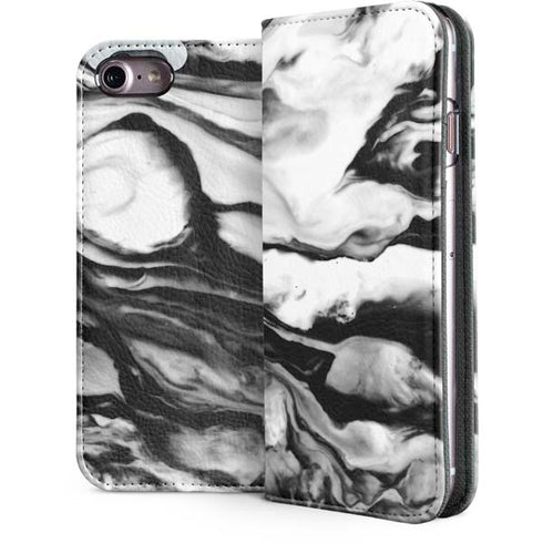 Black and White Marble Ink iPhone 7 Folio Case