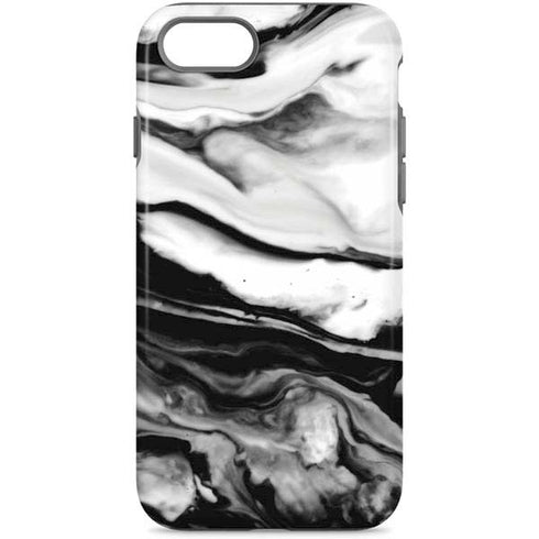 Black and White Marble Ink iPhone Cases