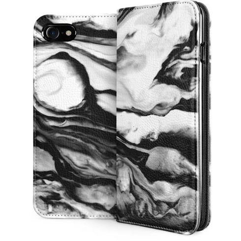 Black and White Marble Ink iPhone SE (2nd & 3rd Gen) Folio Case